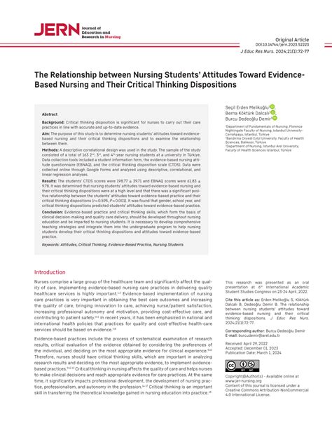 Critical thinking disposition of nursing students: A quantitative .